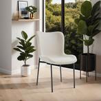 Gestoffeerde stoel Tessa - Geweven stof gebroken wit/zwart,, Huis en Inrichting, Stoelen, Verzenden, Nieuw