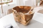 Unieke schaal FLOWERS 45cm naturel teakhout gemaakt van, Ophalen of Verzenden, Nieuw