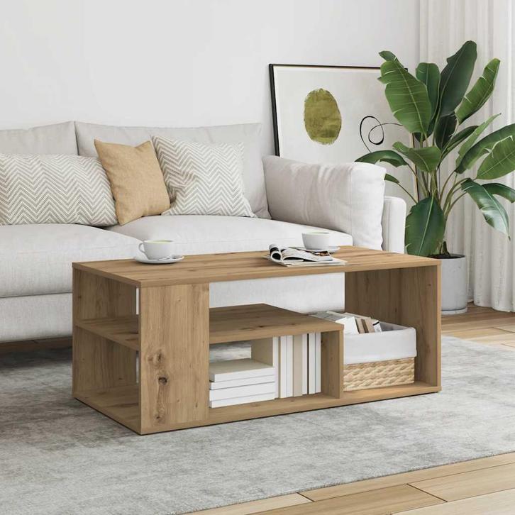 vidaXL Salontafel 100x50x40 cm bewerkt hout artisanaal, Huis en Inrichting, Tafels | Salontafels, 100 tot 150 cm, Nieuw, Overige houtsoorten