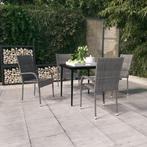 vidaXL 5-delige Tuinset grijs en zwart, 4 zitplaatsen, Nieuw, Tuinset, Verzenden