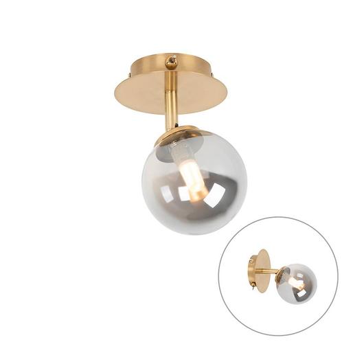 Landelijke spot goud verstelbaar met smoke glas - Athens, Huis en Inrichting, Lampen | Spots, Nieuw, Glas