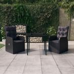 vidaXL 3-delige Tuinset met kussens zwart, 2 zitplaatsen, Nieuw, Tuinset, Verzenden