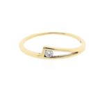 Gouden solitair ring met zirconia | Assos (subtiele ring), Gebruikt, Overige kleuren, Ophalen of Verzenden, 17 tot 18
