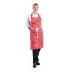 Whites halterschort rood-wit gestreept | Polyester/Katoen |, Verzenden, Nieuw in verpakking