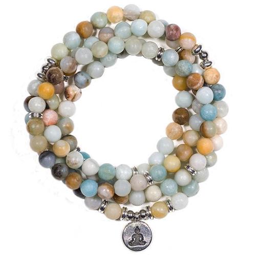 Edelsteen Armband Amazoniet Mala met Boeddha (8 mm Kralen), Sieraden, Tassen en Uiterlijk, Armbanden, Nieuw, Verzenden