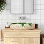 vidaXL Opzetwasbak ovaal 59x40x15 cm keramiek groen en bruin, Doe-het-zelf en Verbouw, Sanitair, Verzenden, Nieuw