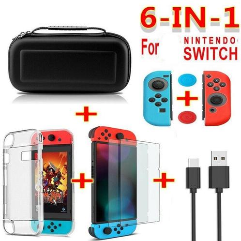 6in1 Nintendo Switch case opbergtas + bescherming, Spelcomputers en Games, Spelcomputers | Nintendo Portables | Accessoires