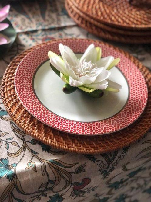 Bord (6) - Dessous assiette en rotin naturel Birmanie -, Antiek en Kunst, Antiek | Meubels | Tafels