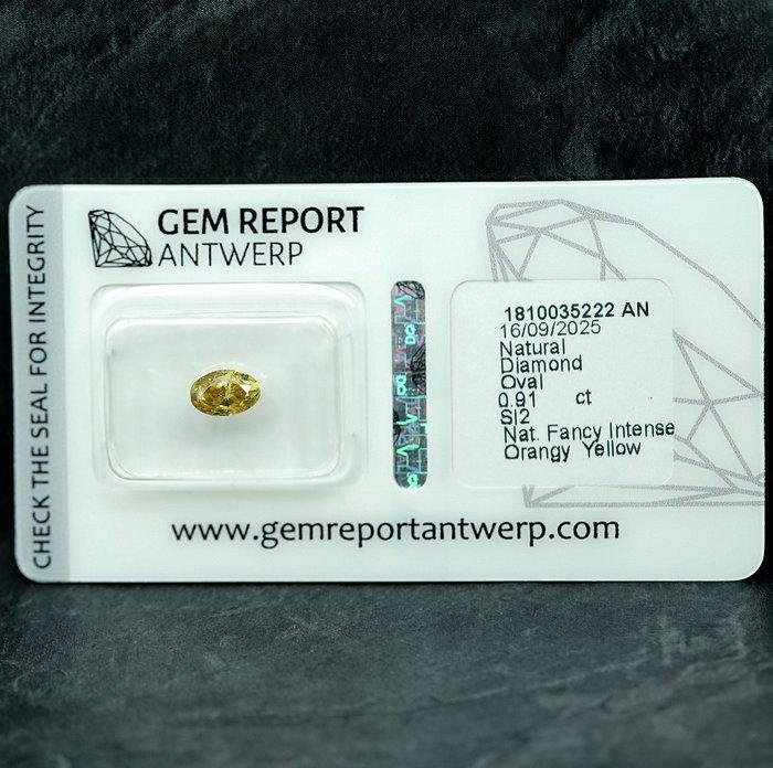 1 pcs Diamant (Natuurlijk gekleurd) - 0.91 ct - Ovaal -, Sieraden, Tassen en Uiterlijk, Edelstenen