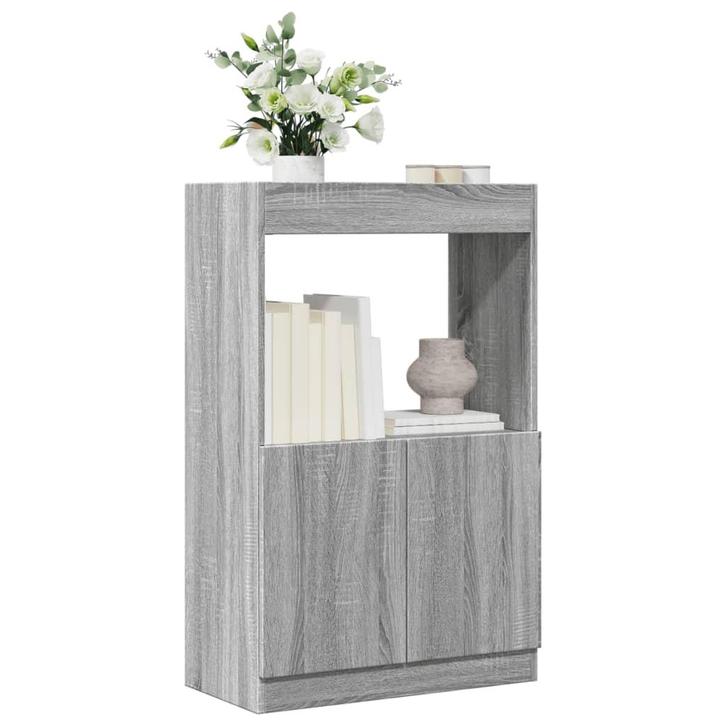 vidaXL Hoge kast 63x33x100 cm bewerkt hout grijs sonoma, Huis en Inrichting, Kasten | Boekenkasten, Nieuw, Overige houtsoorten
