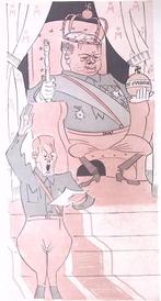 Mussert als koning op spotprent (lijst optie, Lithos), Verzenden