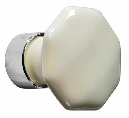 Meubelknop Octo porselein 34mm ivoor/glans nikkel, Doe-het-zelf en Verbouw, Hang- en Sluitwerk, Nieuw, Ophalen of Verzenden