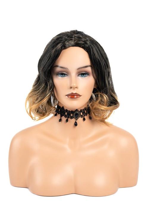 Luxe Zwart Gele Pruik Krullen Boblijn Schouderlengte Haarwer, Kleding | Dames, Carnavalskleding en Feestkleding, Nieuw, Carnaval