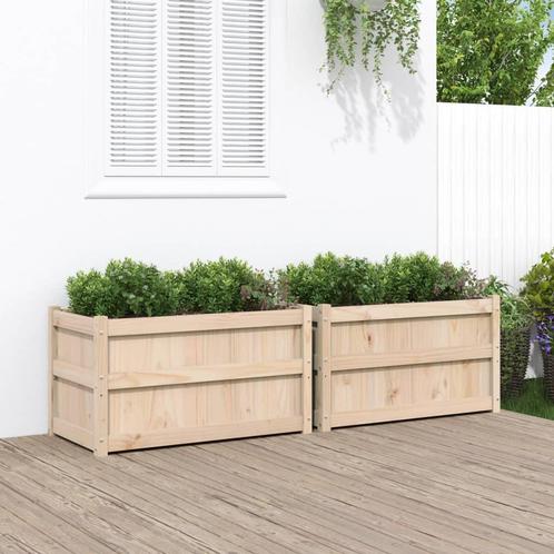 vidaXL Plantenbakken 2 st cm massief grenenhout, Tuin en Terras, Bloembakken en Plantenbakken, 60 tot 100 cm, Nieuw, Hout, 30 tot 60 cm