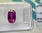1 pcs Roze Saffier - 1.40 ct - International Gemological, Sieraden, Tassen en Uiterlijk, Nieuw