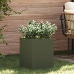vidaXL Tuin Bloempot Olijfgroen 50 x 32 x 40 cm Koudgewalst, Verzenden, Minder dan 60 cm, Nieuw, Metaal