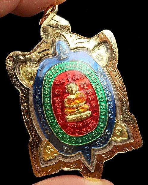 Gouden Reliek - Beschermende Schildpad - Mediterende Boeddha, Antiek en Kunst, Antiek | Boeken en Bijbels