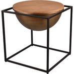 Bijzettafel - Trion Elina - 53x53cm - Zwart - Metaal - Hout, Ophalen of Verzenden, Nieuw