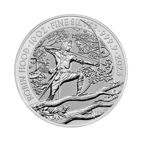 Zilveren munt Robin Hood 2023 10 troy ounce, Postzegels en Munten, Edelmetalen en Baren, Verzenden