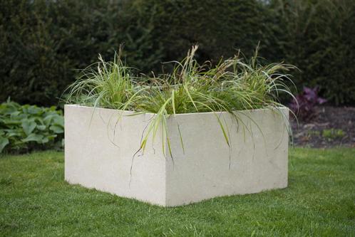 Cube 80x80x40 cm Cream, Tuin en Terras, Bloembakken en Plantenbakken, Nieuw, Beton, Vierkant, Verzenden