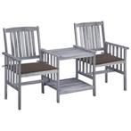 vidaXL Tuinstoelen met tafeltje en kussens massief, Tuin en Terras, Verzenden, Nieuw, Hardhout, Tuinset