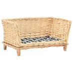 vidaXL Hondenmand met kussen 50x33x30 cm natuurlijk wilgen, Verzenden, Nieuw