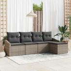 vidaXL Tuin Eetset 5 pcs Grijs Poly Rattan, Poedergecoat, Tuin en Terras, Verzenden, Nieuw, Rotan