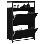 vidaXL Schoenenkast 75x34x112 cm bewerkt hout zwart, Verzenden, Nieuw