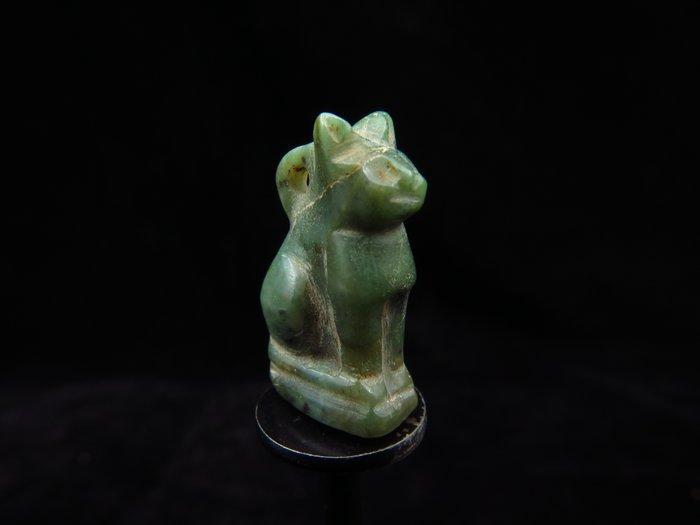 Oud-Egyptisch Feldspath amulet van een kat (Bastet) - 1.9 cm, Antiek en Kunst, Antiek | Overige Antiek