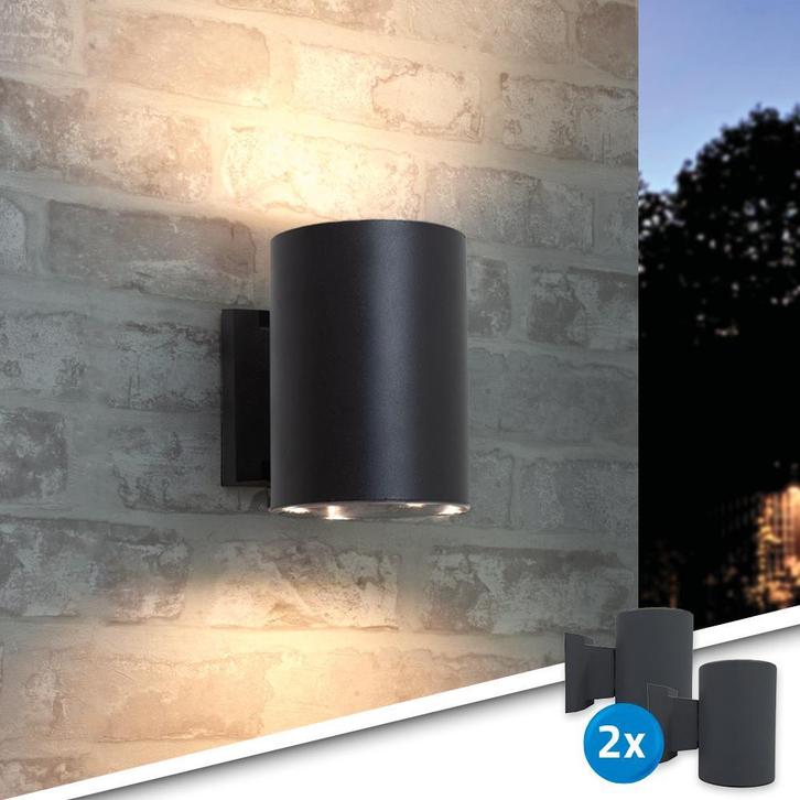 Solar wandlamp Sverre | Voordeelset van 2 stuks, Tuin en Terras, Buitenverlichting, Bewegingssensor, Led, Licht-donker-sensor