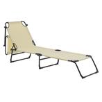 Ligbed ligstoel 187x53x27 cm met luifel set van 2 crème, Verzenden, Nieuw