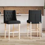 vidaXL Barstoelen 2 st massief rubberhout en stof, Verzenden, Nieuw