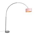 Booglamp zwart velours kap roze met goud 50 cm - XXL, Huis en Inrichting, Lampen | Vloerlampen, Nieuw, Overige materialen, 200 cm of meer