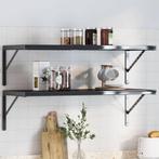 vidaXL Plankdragers 4 st 40x2,5x25 cm roestvrijstaal zwart, Huis en Inrichting, Woonaccessoires | Wandplanken en Boekenplanken