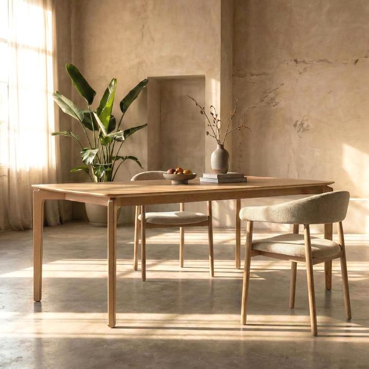 *WOONWINKEL* Eiken Eettafel Scandinavisch Design 200 X 90 Cm, Huis en Inrichting, Tafels | Eettafels, Nieuw, Verzenden