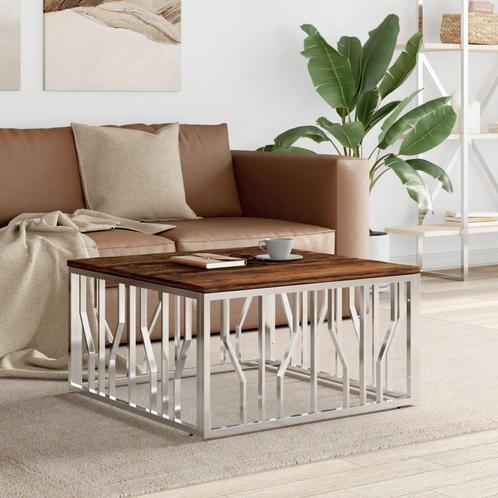 vidaXL Salontafel roestvrij staal en massief gerecycled hout, Huis en Inrichting, Tafels | Salontafels, Nieuw, 50 tot 100 cm, Metaal