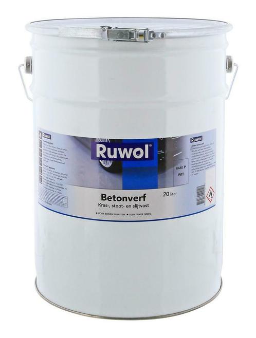 Ruwol Betonverf Gebroken Wit (RAL 9010) 20 liter, Doe-het-zelf en Verbouw, Verf, Beits en Lak, Nieuw, Verzenden