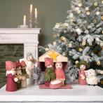 Vilten mini kerststalletje met kerstfiguurtjes oudroze/groen, Ophalen of Verzenden, Nieuw