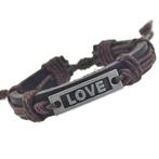 Fako Bijoux® - Armband - Leder - Love - Bruin, Sieraden, Tassen en Uiterlijk, Armbanden, Nieuw, Verzenden