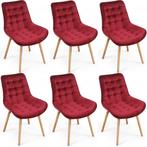 Eetkamerstoelen - Set van 6 - Velvet - Fluweel - Rood - Miad, Huis en Inrichting, Stoelen, Verzenden, Zo goed als nieuw