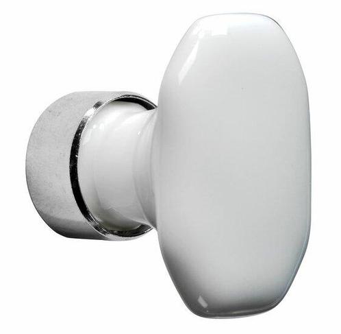 Meubelknop Octo ovaal porselein 36mm wit/glans nikkel, Doe-het-zelf en Verbouw, Hang- en Sluitwerk, Nieuw, Ophalen of Verzenden