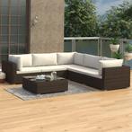 vidaXL 6-delige Loungeset met kussens poly rattan bruin, Tuin en Terras, 6 zitplaatsen, Nieuw, Loungeset, Verzenden