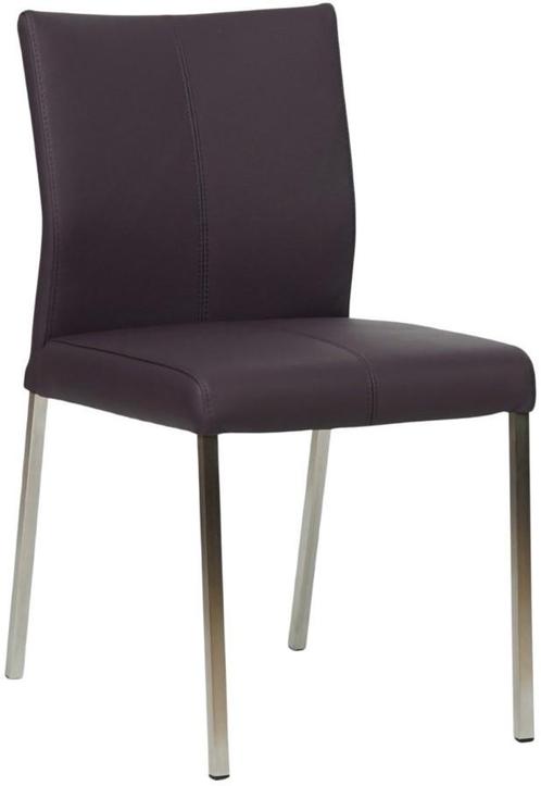 Donkerpaarse leren moderne eetkamerstoel - poot vierkant rvs, Huis en Inrichting, Stoelen, Eén, Overige kleuren, Nieuw, Leer, Ophalen of Verzenden
