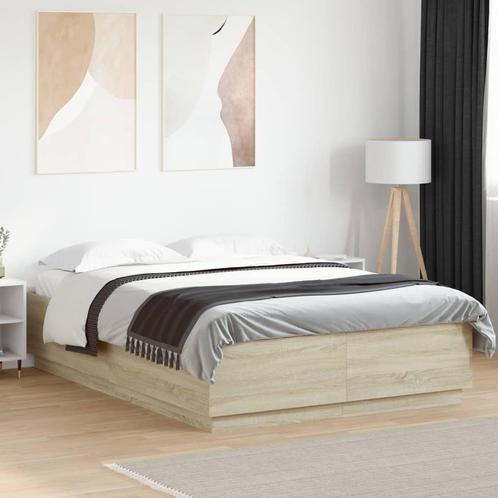 vidaXL Bedframe bewerkt hout sonoma eikenkleurig 120x200 cm, Huis en Inrichting, Slaapkamer | Bedden, 120 cm, 200 cm, Bruin, Twijfelaar