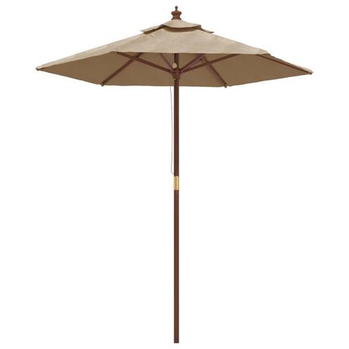 Parasol met Houten Paal - Taupe - Retourdeal - Goedkoop!, Tuin en Terras, Parasols, 1 tot 2 meter, Nieuw, Stokparasol, Ophalen of Verzenden