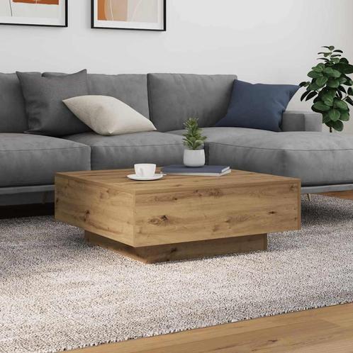 vidaXL Salontafel met LED-verlichting 80x80x31 cm artisanaal, Huis en Inrichting, Tafels | Salontafels, 50 tot 100 cm, Vierkant