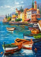 Yuniesky R. P - Tarde Dorada en la Bahía: Barcas y Pueblo