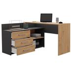 Hoekbureau met lades Antraciet Eiken (Kantoor), Verzenden, Nieuw