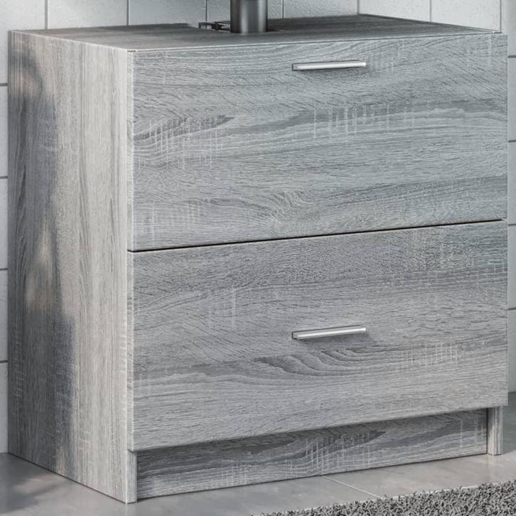 vidaXL Wastafelkast 59x37x59 cm bewerkt hout grijs sonoma, Huis en Inrichting, Badkamer | Badkamermeubels, Nieuw, Minder dan 100 cm
