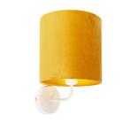 Vintage wandlamp wit met gele velours kap - Matt, Nieuw, Overige stijlen
